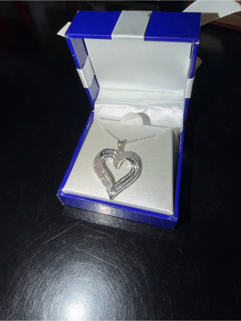 Sterling Silver Heart 1/2 ct Diamond Necklace